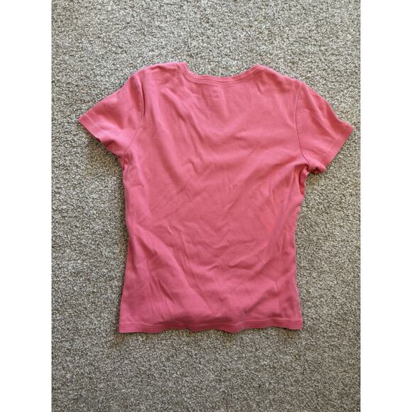 Eddie Bauer Pink V Neck T Shirt Women Medium Cotton Short Sleeve Casual - Picture 4 of 5